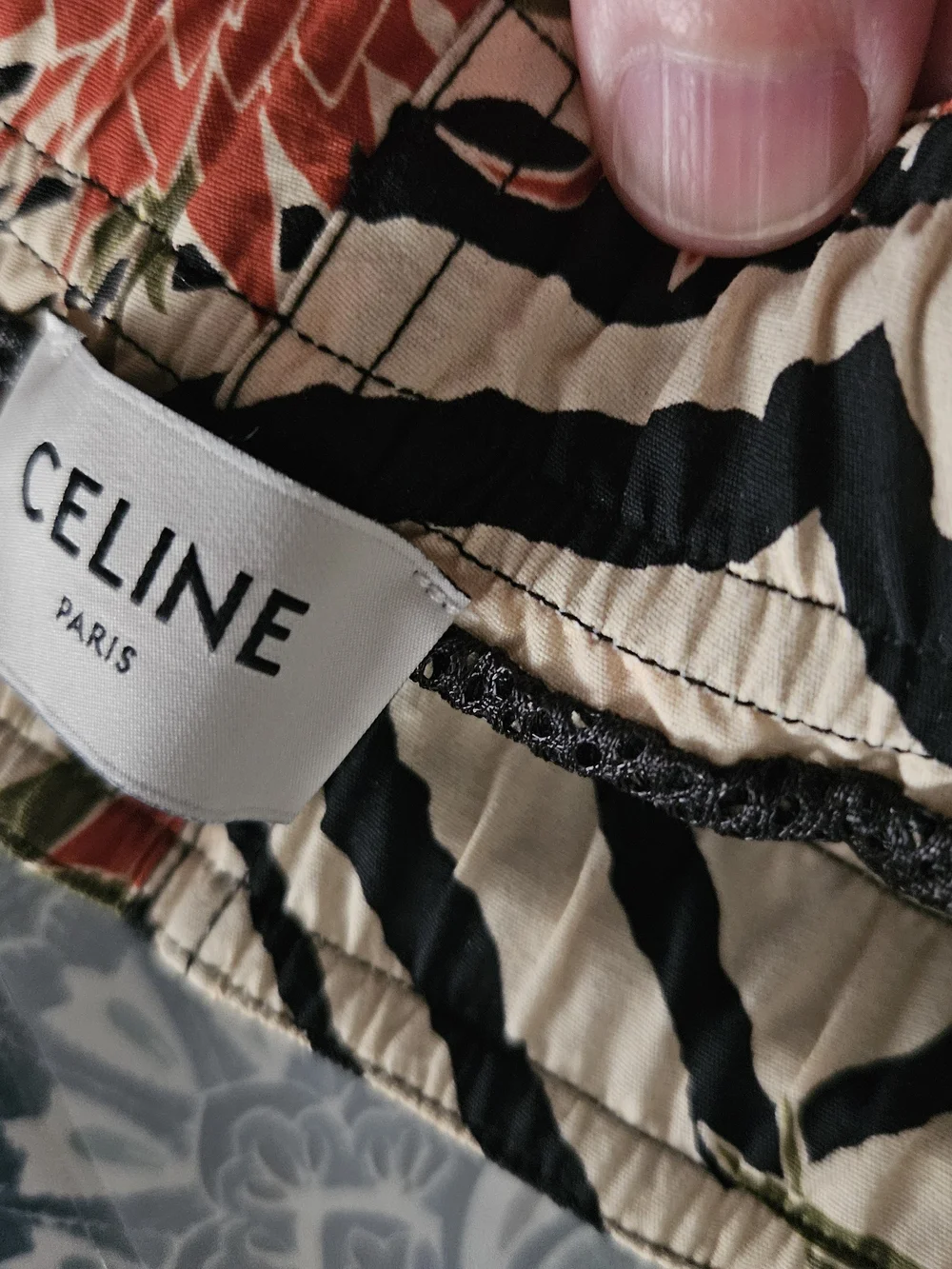 CELINE Zebra Print Floral SWIM SUIT MEN MED SIZE in Beige, Black & Red